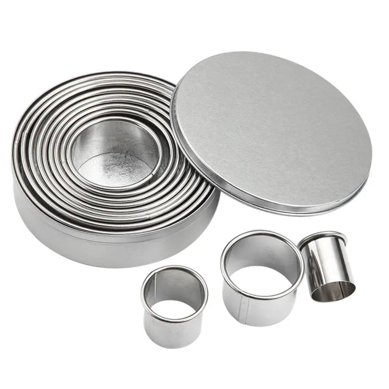 304 Stainless Steel Cookie/Dessert Cutter- Height 3 cm, Diameter 3-12cm 12 Pcs/Set Baking Tools - Image 4