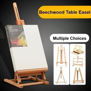 Quality Solid Wood Tabletop Easel- Desktop Drawing Table- Adjustable Art Board for Painting- Beechwood