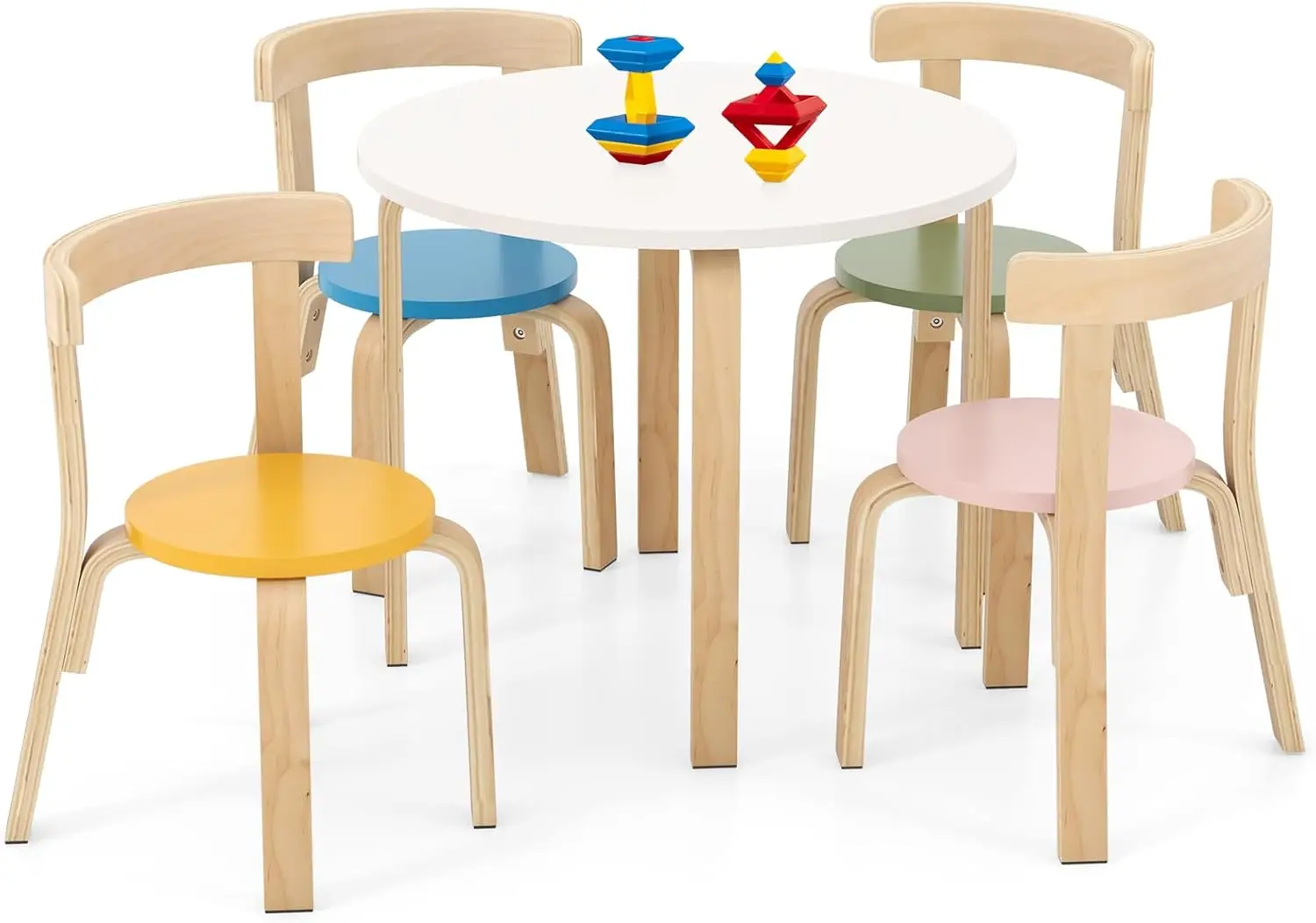 Kids Table and Chair Set- Toddler Round Table and 4 Chairs- 5-Piece Children's Furniture Set - Image 7