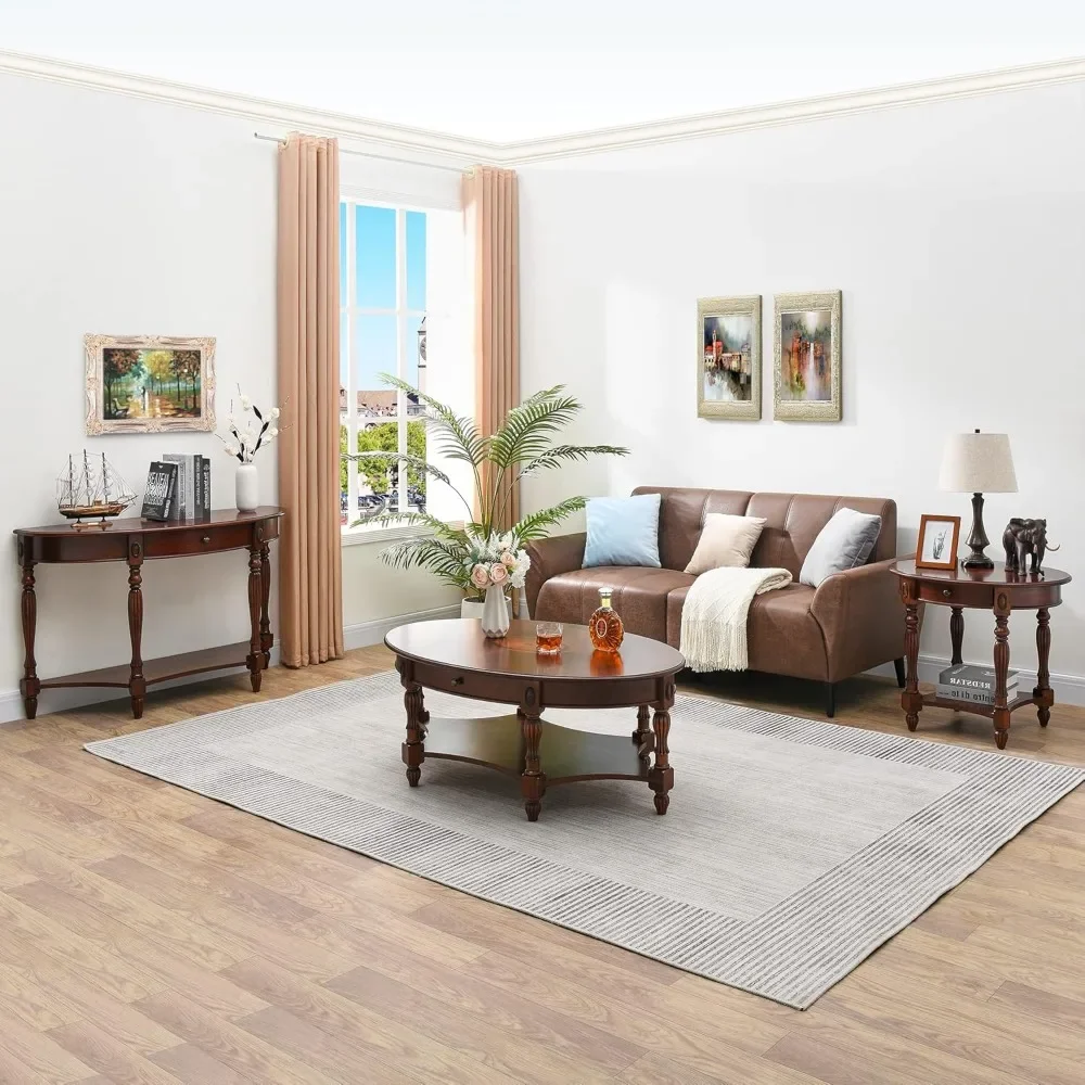 Solid Wood Coffee Table- Drawer and Storage Shelf- Traditional Living Room Coffee Table- 4 Finishes - Image 6