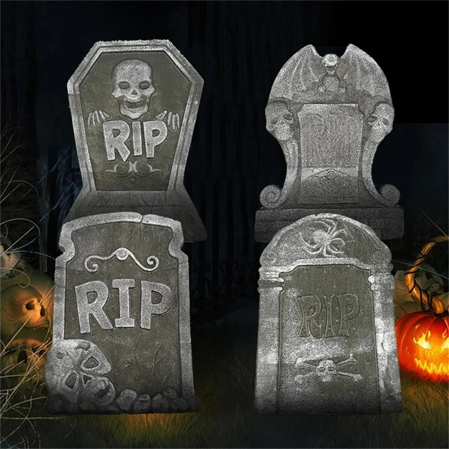 4pc/ Set of Halloween Realistic Tombstones- Reusable- Haunted House Courtyard Decoration of Ghostly Horror!