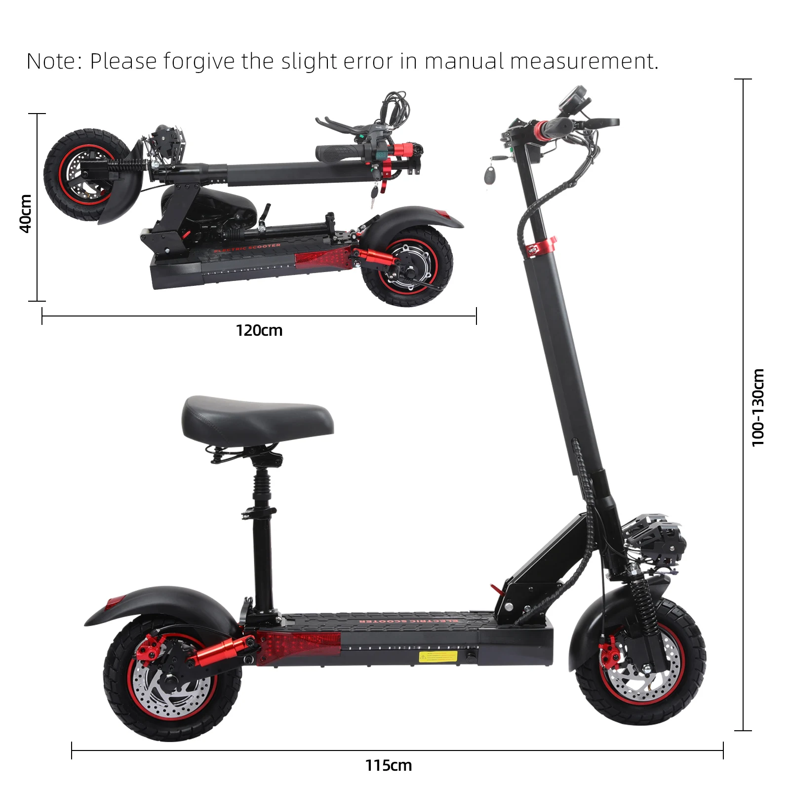 800W Portable Electric Scooter with Seat- 10" Off-Road Vacuum Tires- 30 Mile Range- Foldable E-Scooter - Image 6