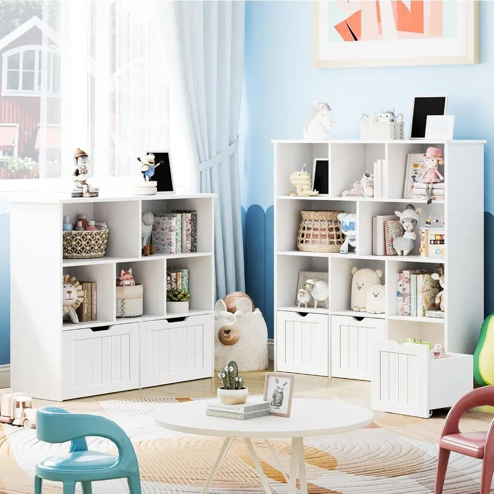 Toy Storage/ Organizer- Bookshelf- Toy Storage with 3 Movable Drawers- Shelf Organizer with Hidden Wheels - Image 6