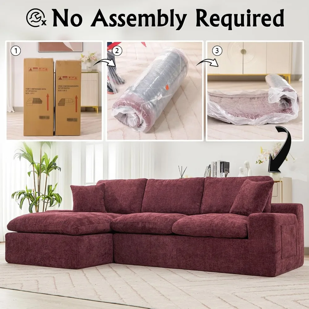 Cloud Modular, Sectional Couch- 107" L-Shape Chaise – Modern Deep Seat Sofa with Transformable Design for Living Room- 3 Colors - Image 2