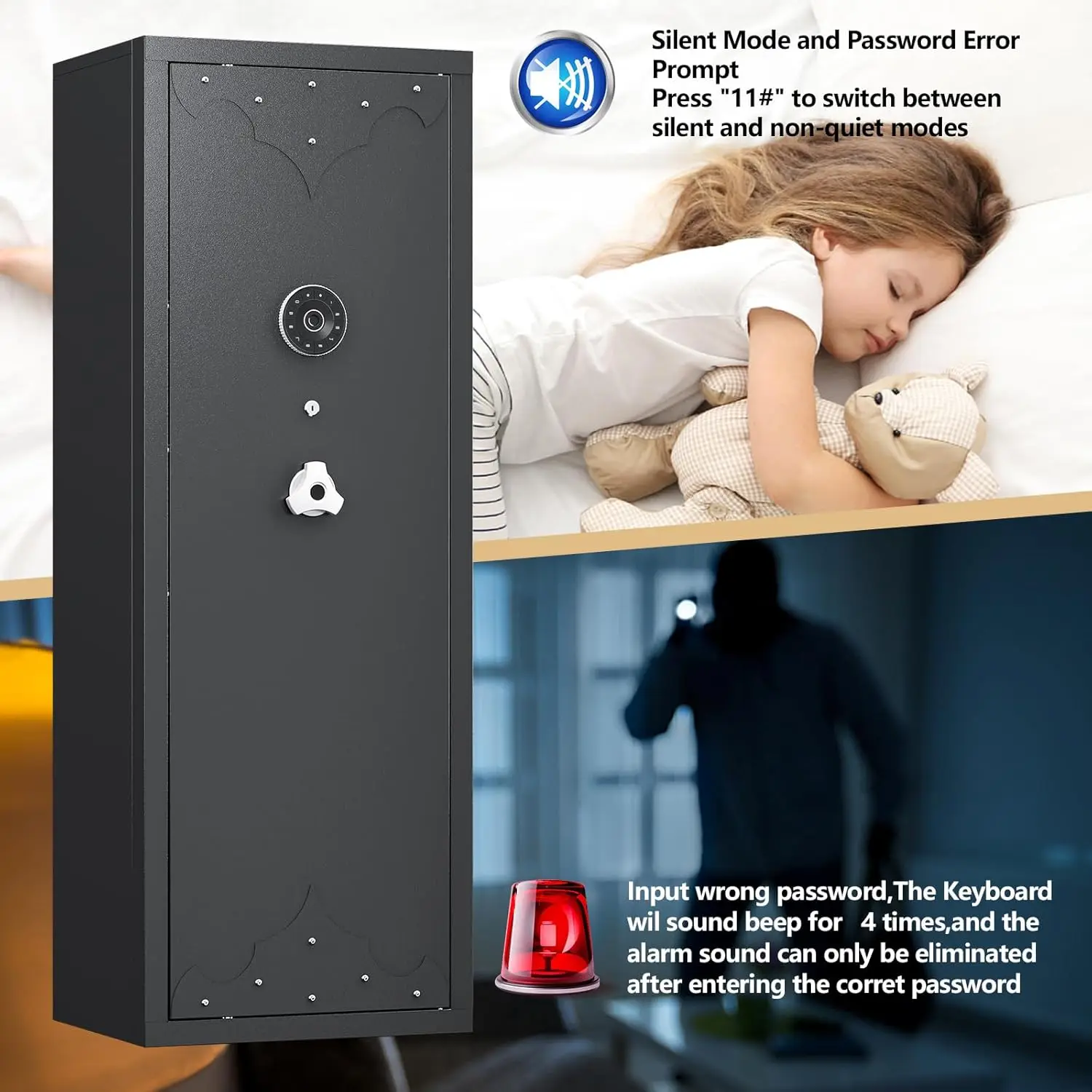 12-15 Rifle Gun Safe- Large Unassembled Rifle Safe with 3 Removable Gun Racks- Digital - Image 6