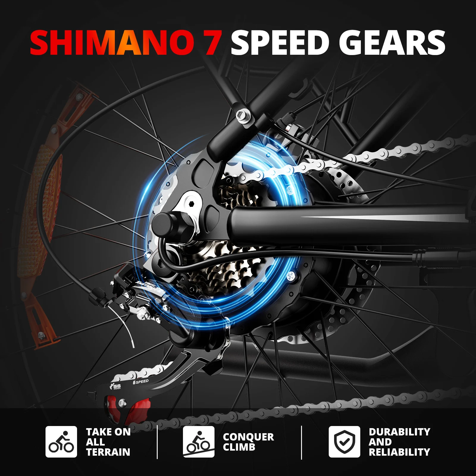 Electric Bike- EB26 Adult Electric Bicycle- Peak 1500W 48V 15AH Ebike- 26" Fat Tire Mountain Bike- 31 mph- Electric Dirt Bike - Image 5