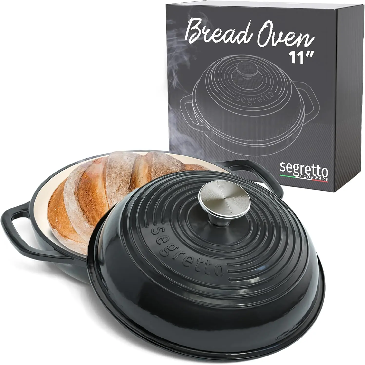 Enameled Cast Iron Bread Pan with Lid- 11" Bread Oven- Sourdough Baking Pan- 5 Colors - Image 8