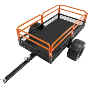 Heavy-Duty ATV/UTV Trailer/ Dump Cart- Universal 1500 LBS Load- Tow Behind Utility Cart for Lawn Mower, Tractor, Garden