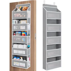 5-Shelf Hanging Storage Organizer - Over-the-Door- Anti-Tilt- 5 Large-Capacity Pockets- Suitable for Bedroom, Bathroom, or Kitchen