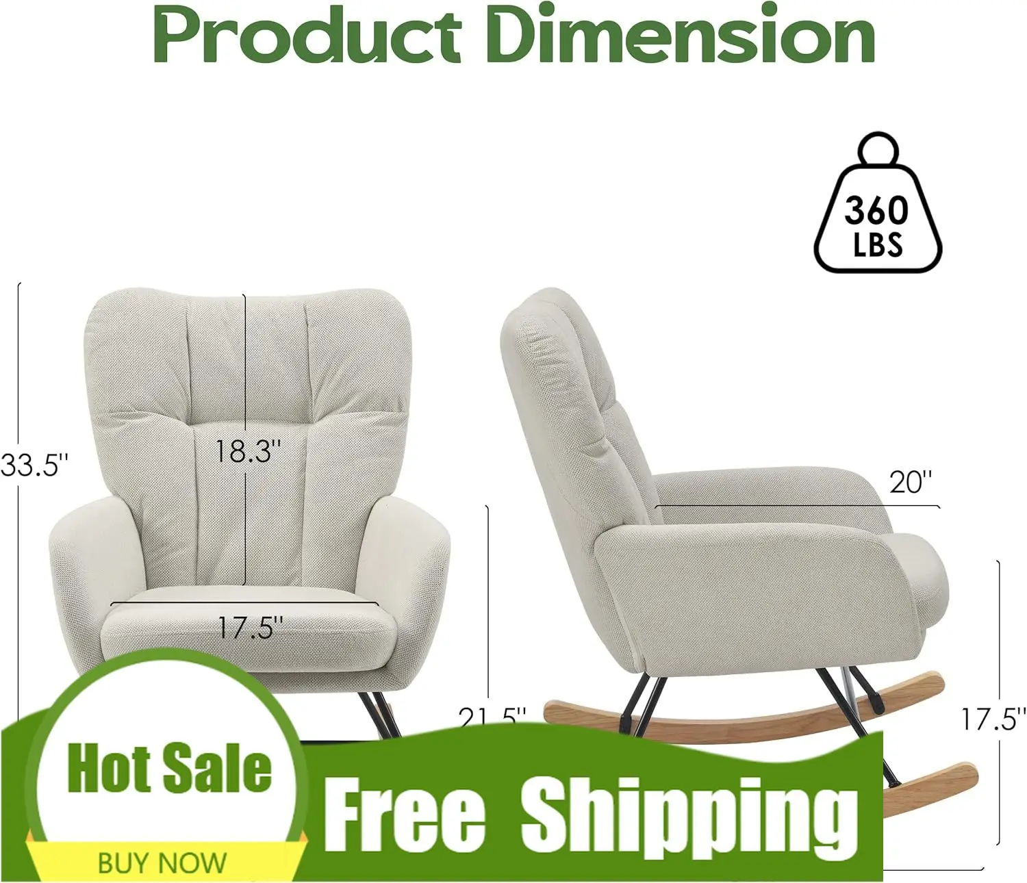 Nursery Rocking Chair- Nursing Chair for Breastfeeding - Image 2