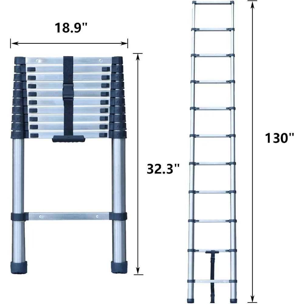 Stainless Steel Telescoping Ladder - 10 FT Step Ladder- Portable Folding Collapsible- Multi-Purpose for Home, Roofing, RV - Image 5