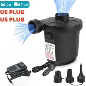 50W Electric Air Pump with 3 Nozzles -Quick 5000PA Air Pump Inflator/ Deflator- for Air Mattress Beds- Pool Toys- Raft