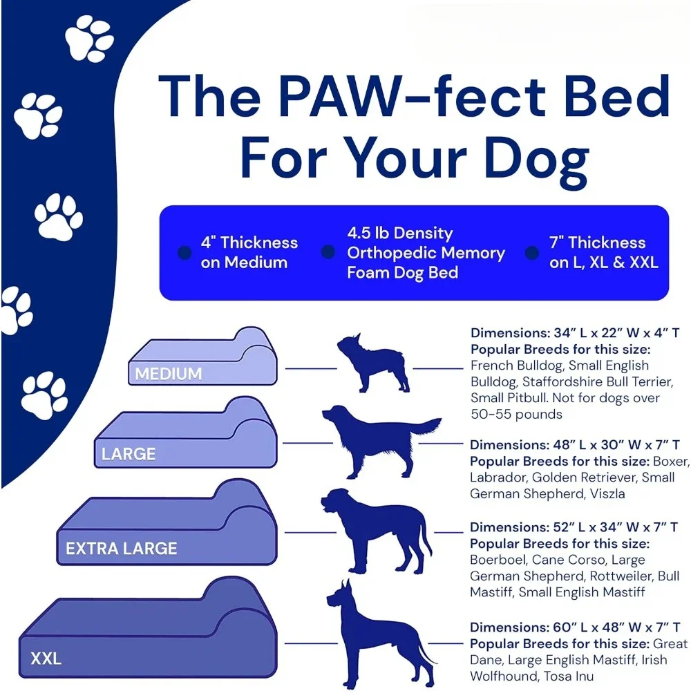 Orthopedic Dog Bed - Memory Foam Dog Bed for Arthritic & Elderly Dogs - Machine Washable Dog Bed with Waterproof Liner - Large - Image 4