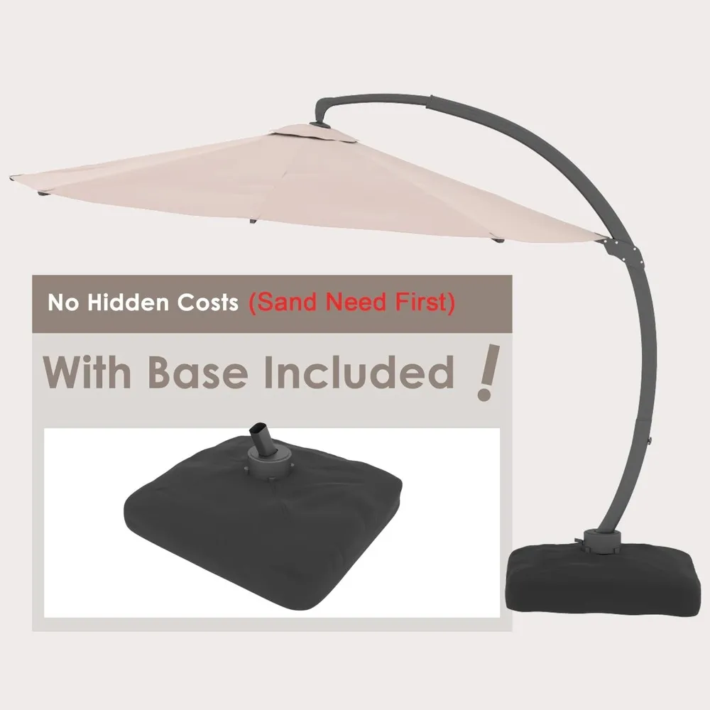 11 FT Cantilever Patio Umbrella With Included Base- Heavy-Duty Offset Umbrella- 5 Colors - Image 3