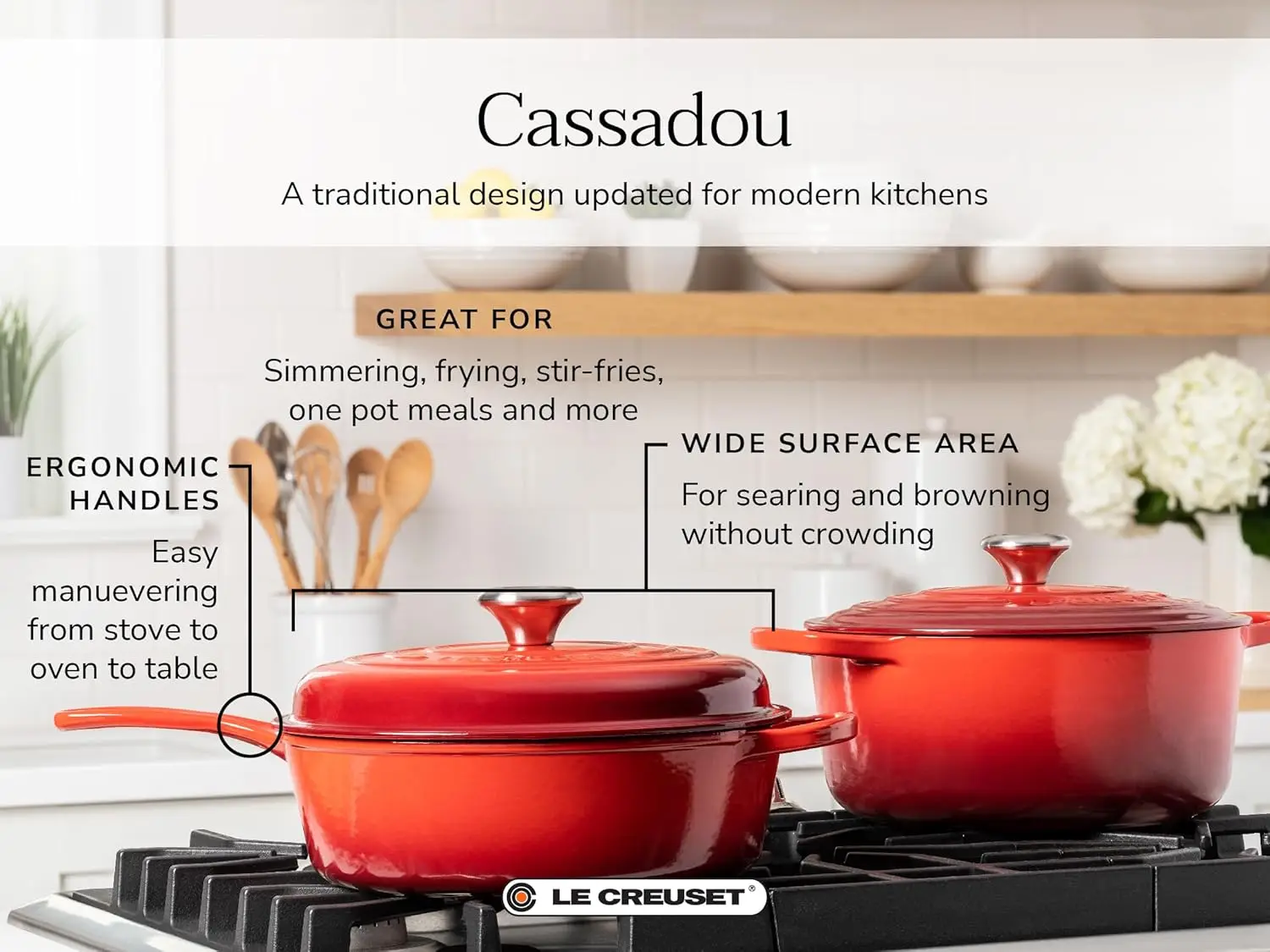 Le Creuset Enameled Cast Iron Signature Cassadou- 3.75 qt.- 3 Colors - Image 6