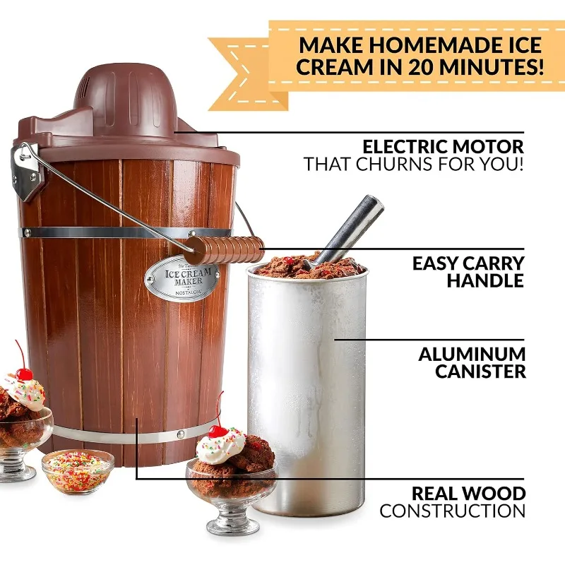 Electric Ice Cream Maker- Old Fashioned Ice Cream Machine- 6 Quarts - Image 4