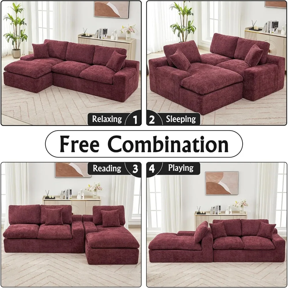 Cloud Modular, Sectional Couch- 107" L-Shape Chaise – Modern Deep Seat Sofa with Transformable Design for Living Room- 3 Colors - Image 5