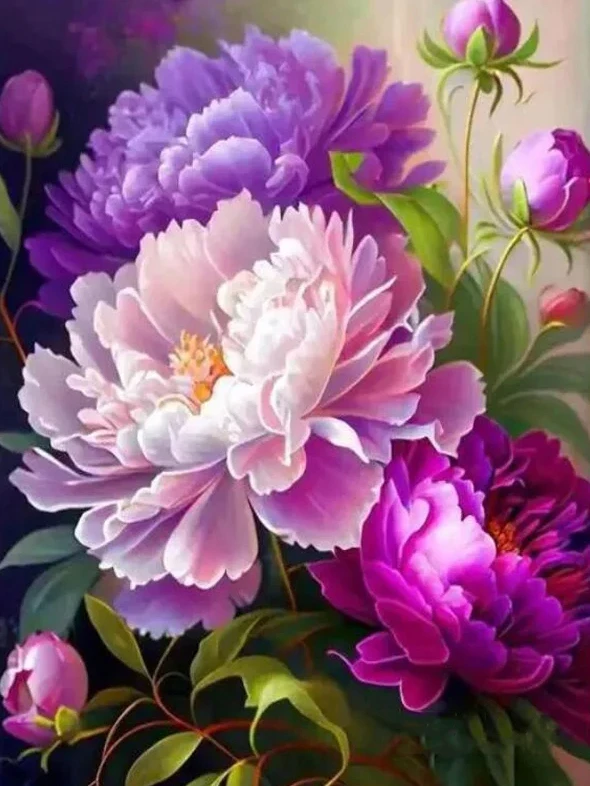 5D Peony Diamond Painting- 30x40cm Full Round - Image 10