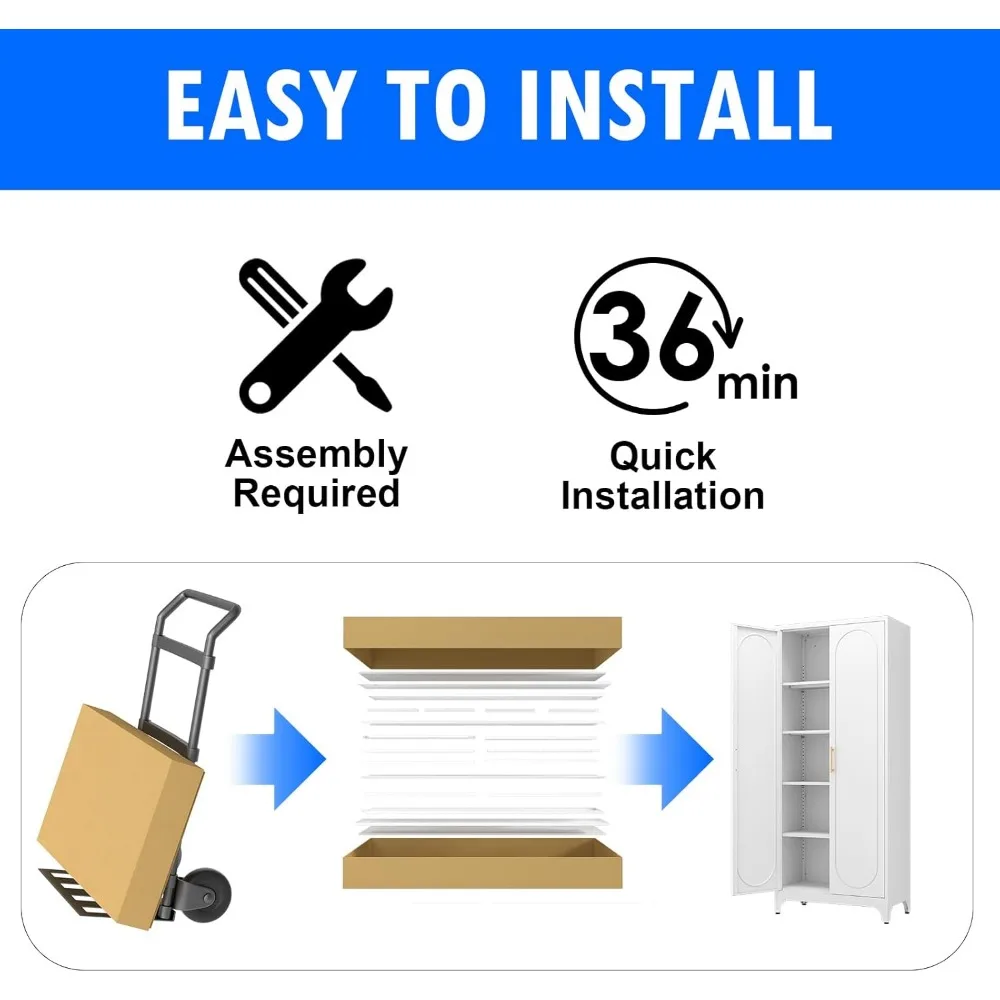 Kitchen Pantry Cabinet- 75" Tall Metal Pantry Storage Cabinet- Doors and Adjustable Shelves- Black or White - Image 5