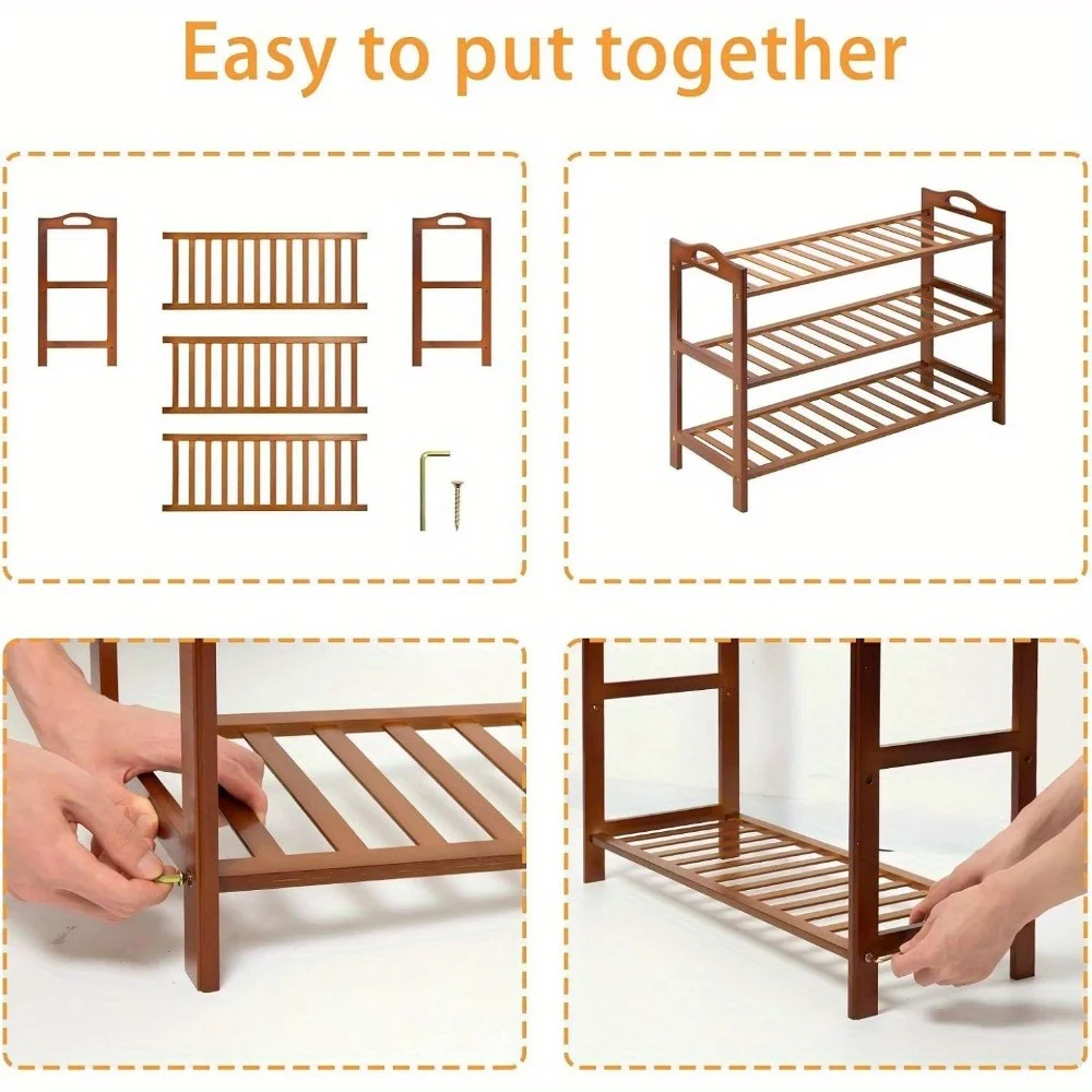 6-Layer Bamboo and Natural Wood Shoe Rack - Image 5