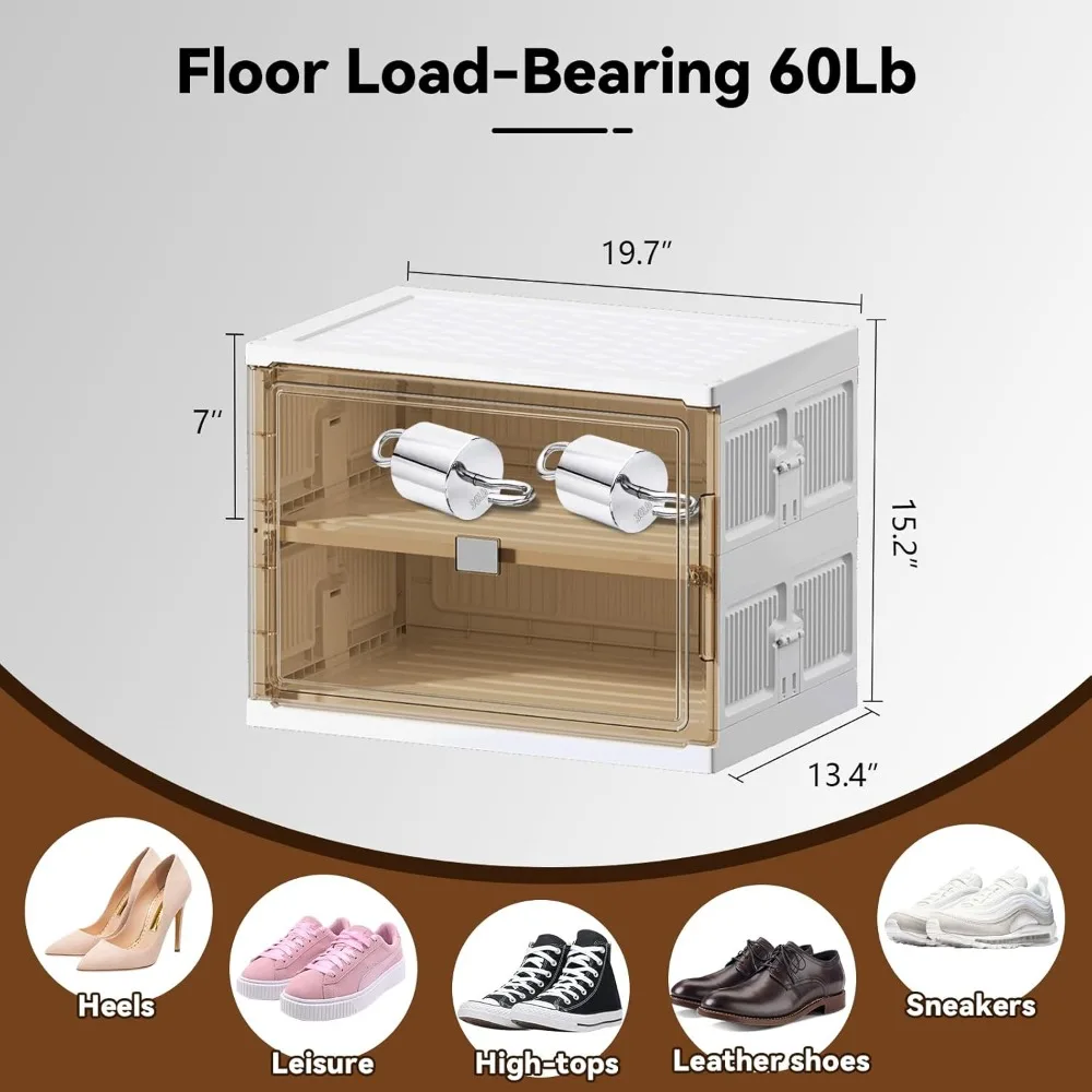 40 Pairs- Shoe Storage Cabinet- 3-Step Fast Installation- Clear Magnetic Door for Display - Image 2