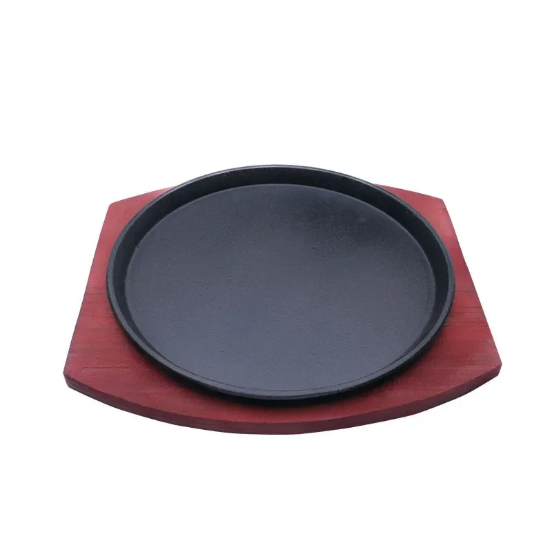 Cast Iron Roasting Steak Pan- Non Stick- Frying Pan With Wooden Holder - Image 2