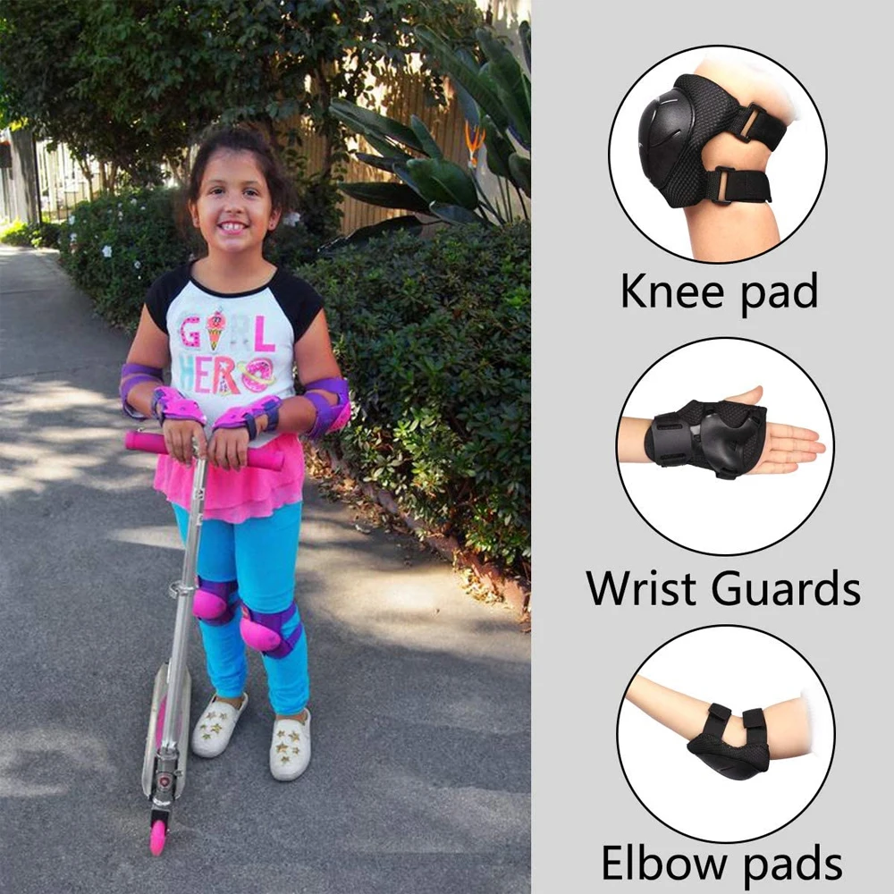 Kids' 7 Piece Protective Gear Set- Helmet, Knee Pads, Elbow Pads, and Wrist Pads- Different Colors - Image 4
