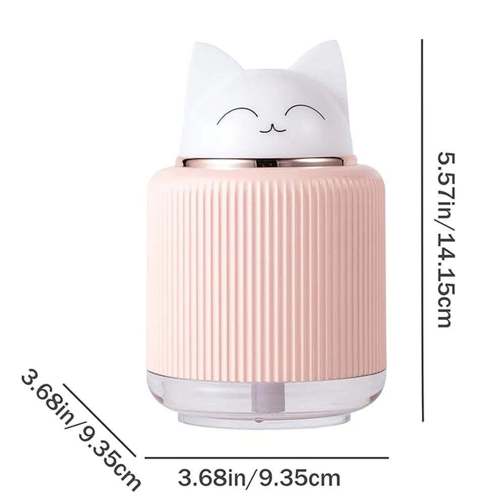 Mini Humidifier- Cat Mist Humidifier for Kids' Bedroom- Small Ultrasonic Humidifier with USB- 2 LED Colors - Image 6
