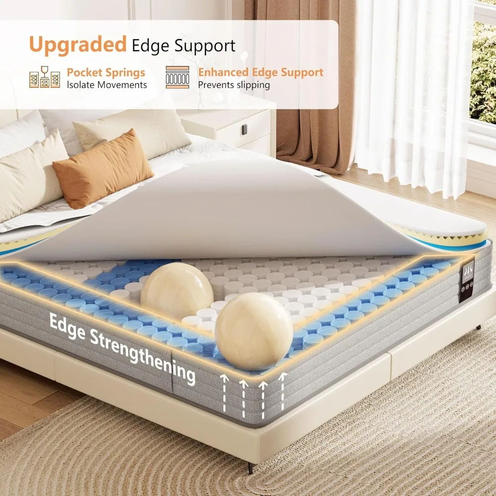 Hybrid Gel Memory Foam Mattresses- Pocket Springs- Mattress-in-a-Box- Medium Firm- Pressure Relief- Upgraded Support- Twin, XL Twin, Full, Queen, King, California King-Size - Image 3