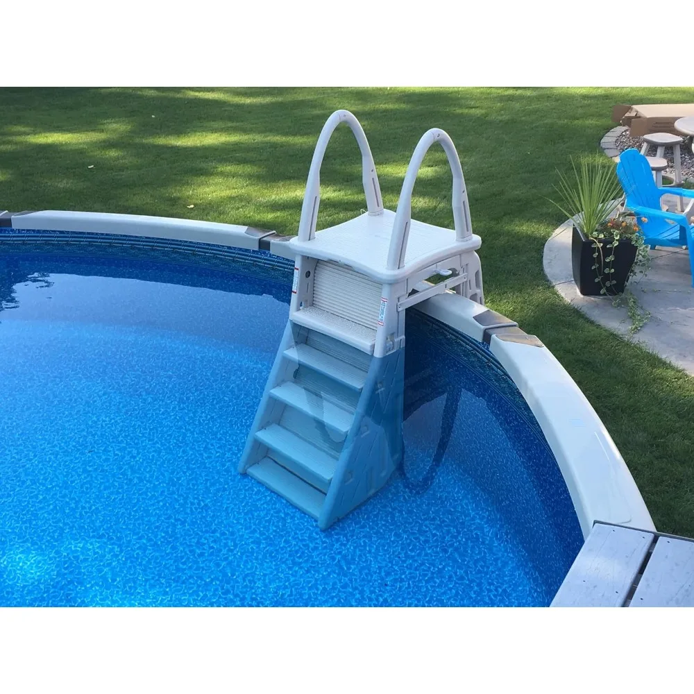48" to 56" Adjustable A Frame Safety Ladder for Above-Ground Swimming Pools - Image 5