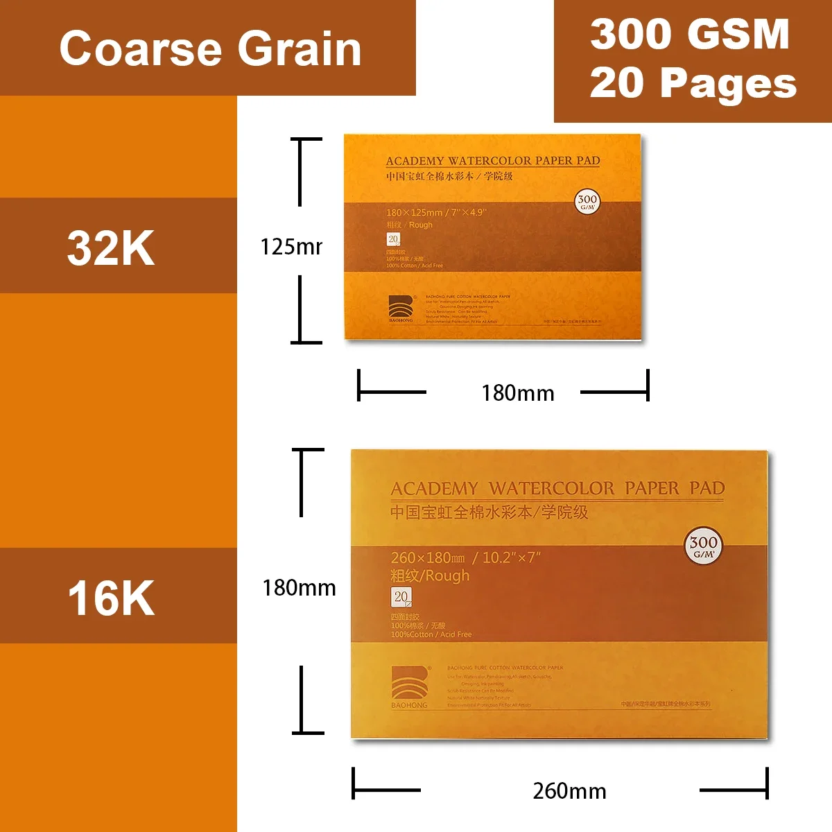 100% Cotton Watercolor Paper- Sealing Pad- 32K,16K 20 Sheets 300gsm Painting Book For Artists - Image 9