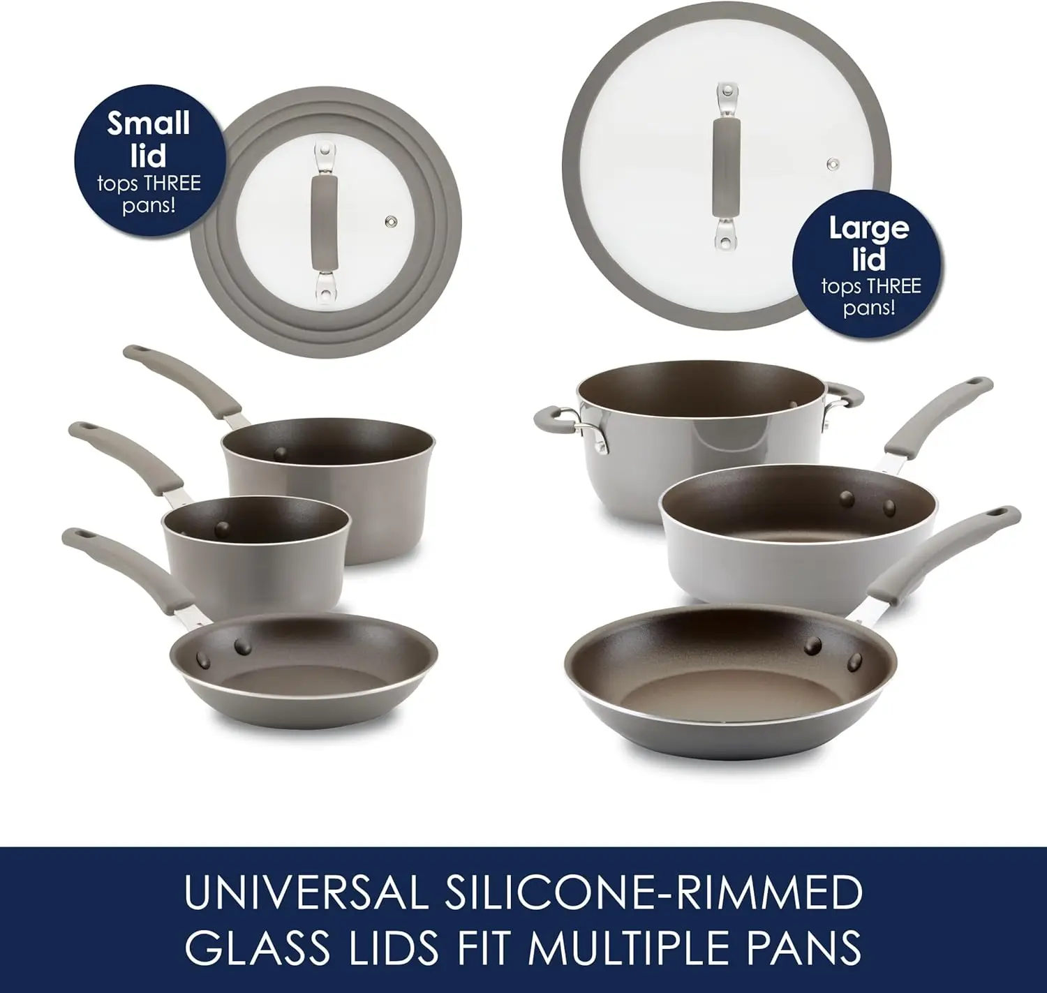 Rachael Ray's Cook + Create Non-stick Cookware/Pots and Pan Set- 10 Pieces- Gray - Image 4