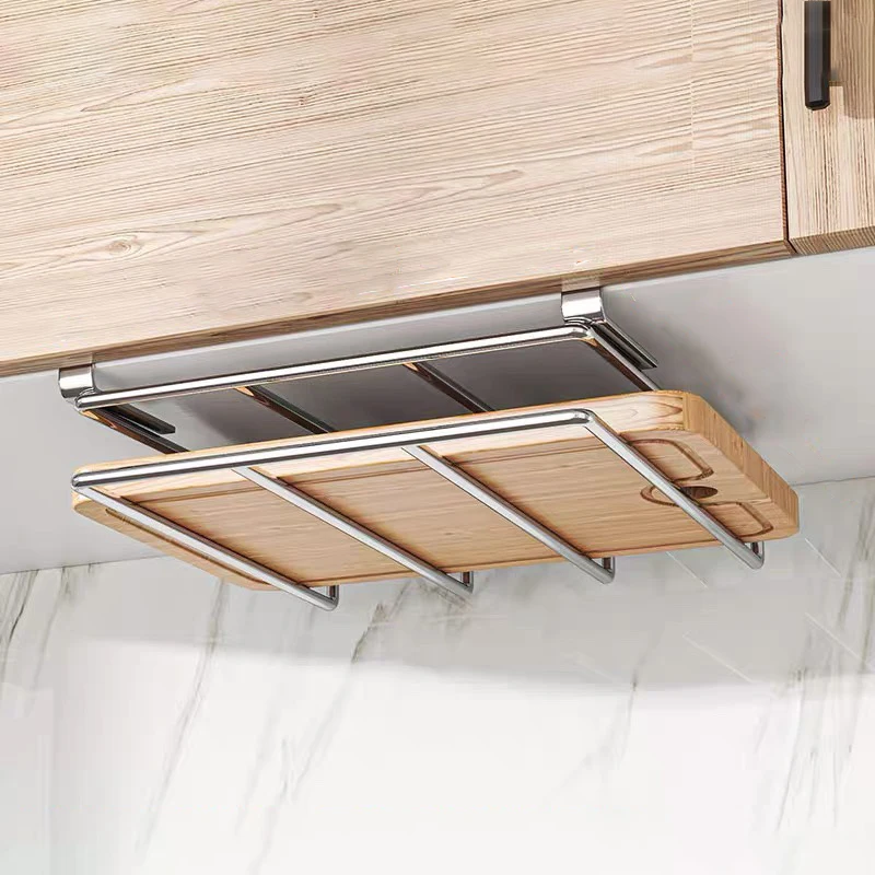 Under Cabinet Cutting Board Holder- Hanging Chopping Board Storage Rack- Stainless Steel - Image 7