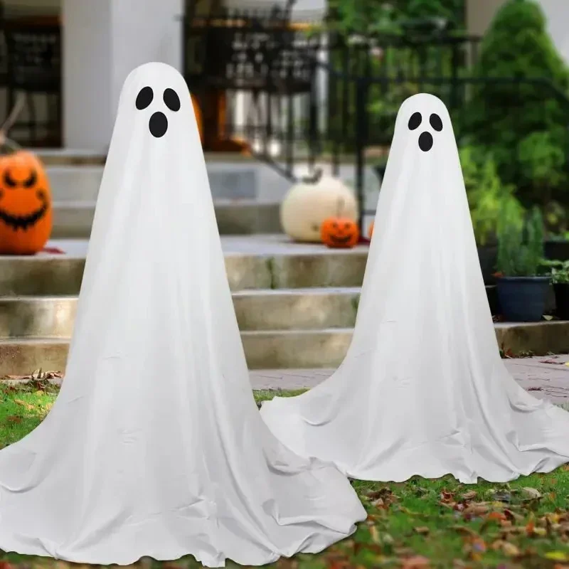 Halloween Ghost Decorations- Luminous Horror Props for Front Porch- Standing Spooky Ghost with LED String Lights - Image 6