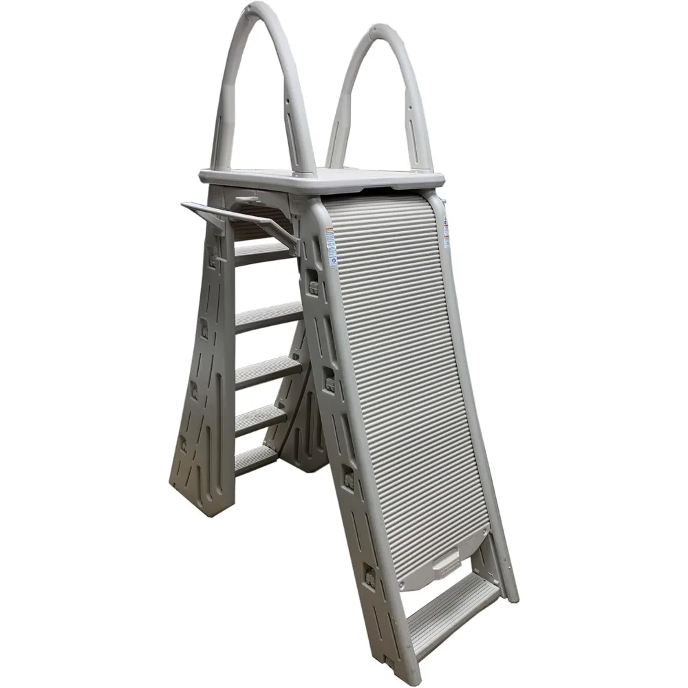 48" to 56" Adjustable A Frame Safety Ladder for Above-Ground Swimming Pools - Image 2