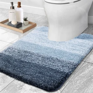 Luxury Bath Mat- U-Shaped Extra-Soft Bathroom Rug- Absorbent, Non-Slip- Contour Toilet Mat- Many Colors and Sizes