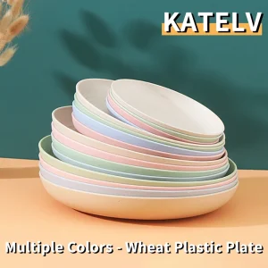 4 Pcs Dinner Plate Set- Wheat Straw- BPA Free- Biodegradable- Easy Care- Dishwasher Safe