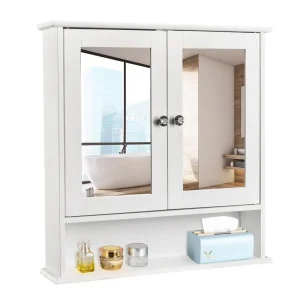 Bathroom Medicine Cabinet- 2-Door Mirrors- Wall Mount Storage Cabinet