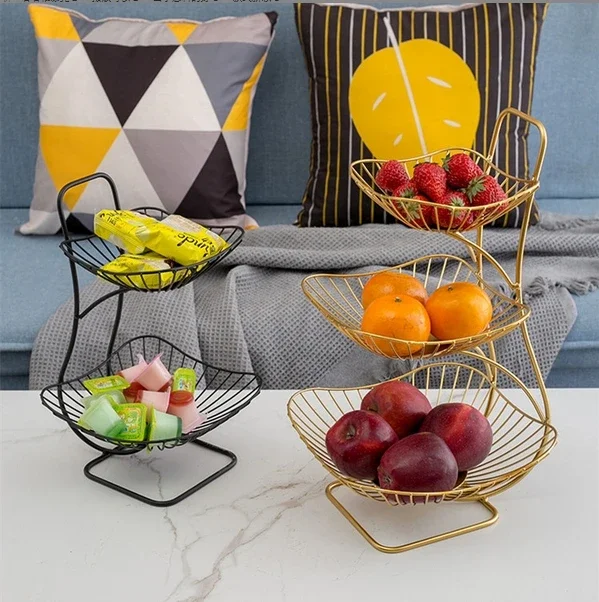 3-Tier Fruit /Vegetables Basket- Storage Rack- Metal Snack Container- Gold Only - Image 3