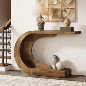43.3" Console Table for Entryway- Wood C-Shaped Accent Table