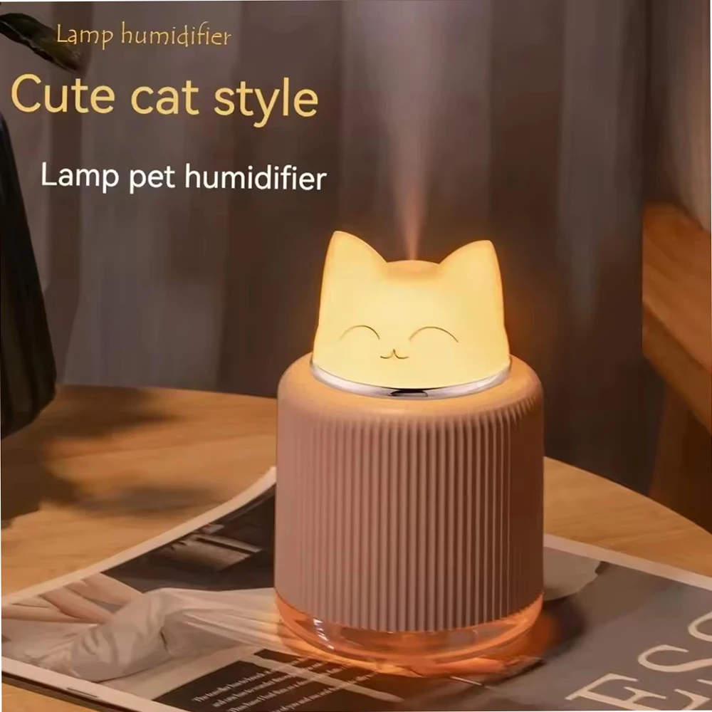 Mini Humidifier- Cat Mist Humidifier for Kids' Bedroom- Small Ultrasonic Humidifier with USB- 2 LED Colors