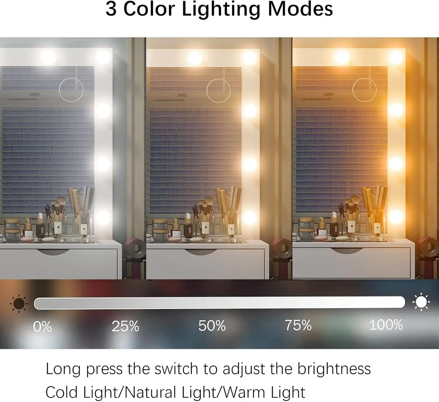 Vanity Desk with Mirror and Lights- Charging Station- 3-Color Lighting Modes- 15 Drawers and Stool - Image 5