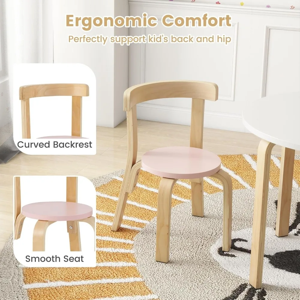 Kids Table and Chair Set- Toddler Round Table and 4 Chairs- 5-Piece Children's Furniture Set - Image 4