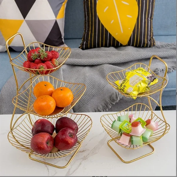 3-Tier Fruit /Vegetables Basket- Storage Rack- Metal Snack Container- Gold Only - Image 5