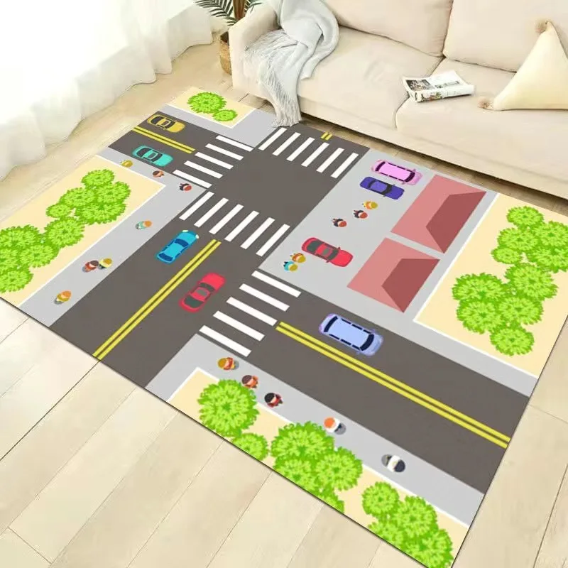 Road Traffic Map Area Rug- Fun Rug for Child's Bedroom- Many Sizes and Variations - Image 9