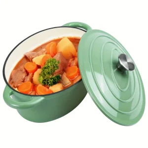 Porcelain-coated Cast Iron Dutch Oven with Lid- Two-handled Design- Suitable for Bread Baking and Cooking- 5 Colors