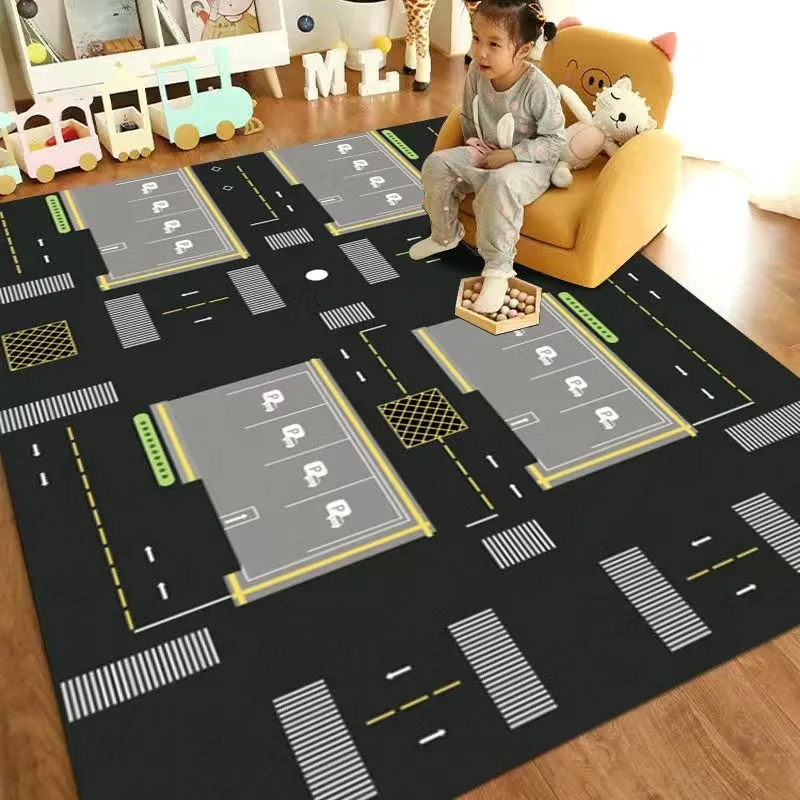 Road Traffic Map Area Rug- Fun Rug for Child's Bedroom- Many Sizes and Variations - Image 3