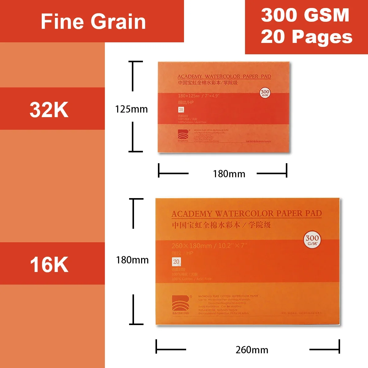 100% Cotton Watercolor Paper- Sealing Pad- 32K,16K 20 Sheets 300gsm Painting Book For Artists - Image 7