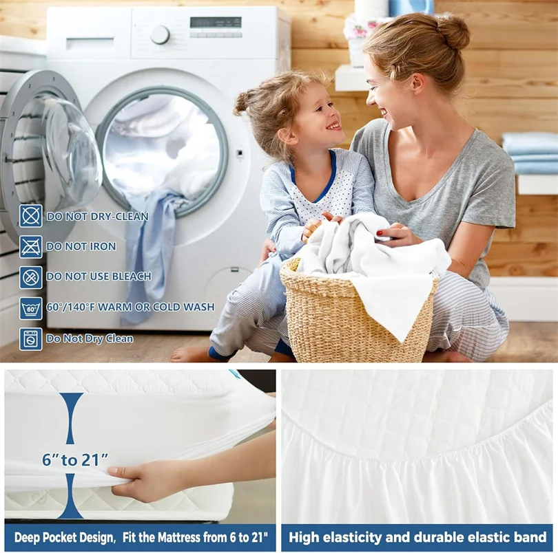 100% Waterproof- Thick Bedding, Mattress Cover- Mattress Protector- Twin, Full, Queen, C King, and King-Size- Many Colors - Image 6