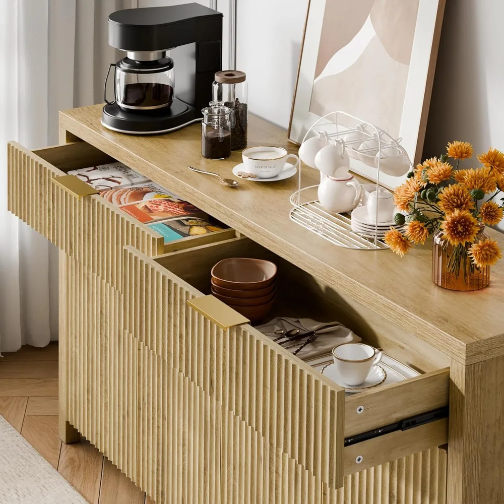 Fluted Buffet Cabinet- Storage- Sideboard Cabinet- Adjustable Shelves - Image 6